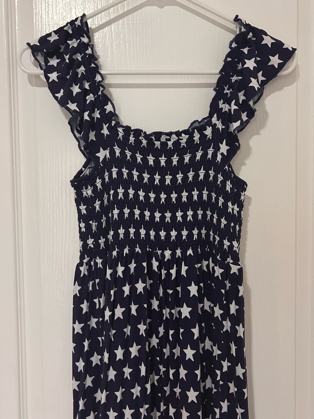 Navy Star-Print Maxi Dress with Ruffled Straps - Picture 5 of 6